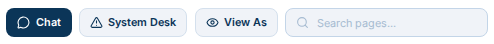 Office header showing Chat, System Desk, View As with an eye icon, and Search pages